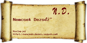 Nemcsek Dezső névjegykártya